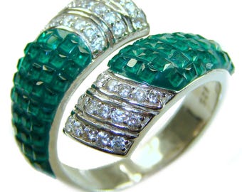 Bague émeraude de style victorien en argent sterling taille 7 1 4 Bijoux élégants en pierres précieuses vertes