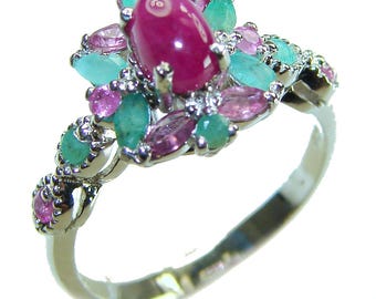 Natural Ruby Ring in 925 Sterling Silver Oval Gemstone size: 8 Handcrafted Elegant Red Jewelry Gift