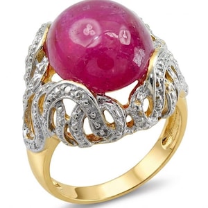 Bague rubis taille 6,25, gros rubis du Mozambique, plaqué or 18 carats sur argent sterling, rouge éclatant, cadeau idéal