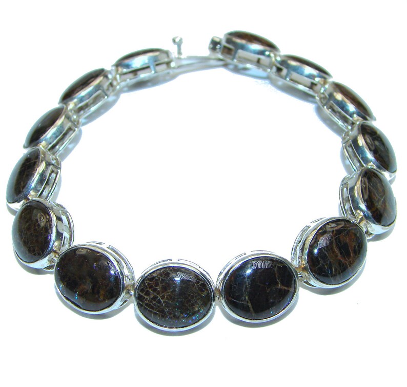 Ammolite code 28-lis-20-128 dim 1 2 inches weight 29.80g Sterling Silver Bracelet