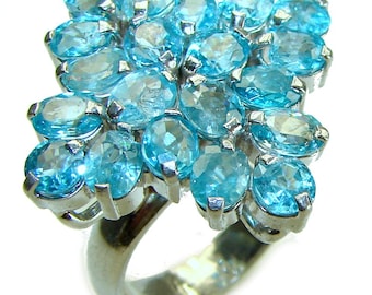 ハンドメイド 指輪 青いトパーズ天然石 スターリングシルバー トルコ製17号 ハンドメイド 指輪 青いトパーズ天然石 スターリングシルバー トルコ製17号