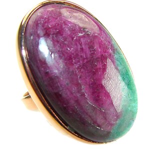 Ruby in Zoisite Cocktail Ring size: 8 Adjustable 925 Sterling Silver 18k Rose Gold Handmade Gemstone Jewelry