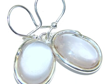 Juicy Authentic Rose Quartz  .925 Sterling Silver handcrafted  earrings