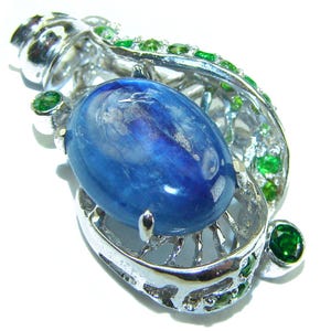 African Blue Kyanite Pendant – Black Rhodium Over 925 Sterling Silver, Handcrafted Unique Gemstone Jewelry