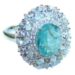 Aquamarine Ring 7.9ct Oval Gemstone in 925 Sterling Silver Handcrafted Blue Jewelry size: 6 1 2