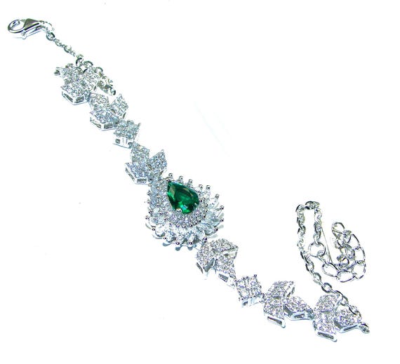 ヴィンテージ コロンビア産エメラルドブレスレット 925スターリング