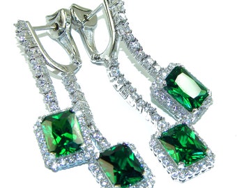 Unique design Authentic Chrome Diopside .925 Sterling Silver  handcrafted  earrings