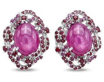 Francesca Ruby Statement Earrings in 925 Sterling Silver Handcrafted Gift for Women Elegant Red Gemstone