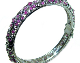 Natural Ruby Bracelet 925 Sterling Silver Handcrafted Gemstone Jewelry Red Gift for Her Elegant Women