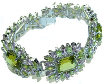 Incredible Beauty  authentic Peridot .925 Sterling Silver handcrafted .925 Sterling Silver handmade  Bracelet