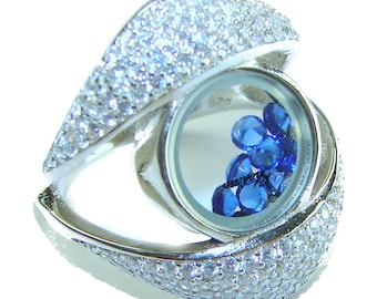 Floating Memories Sapphire Ring Size 6.25 Purple 925 Sterling Silver Handcrafted Unique Women Gift