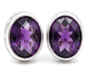 Deep Purple Amethyst Earrings Sterling Silver Gemstone Jewelry Brazilian Stone Handmade Gift