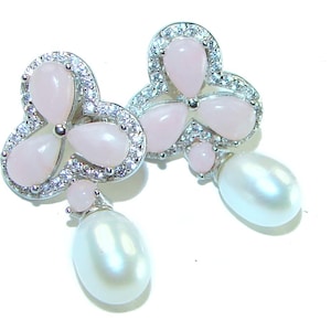 Pink Opal Sterling Silver Earrings Handcrafted | Unique Pink Gemstone Jewelry Women’s Studs Boho Gift for Her