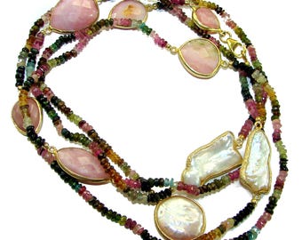 Collier station opale rose fait main en argent sterling, pierres précieuses ovales, cadeau élégant pour bijoux