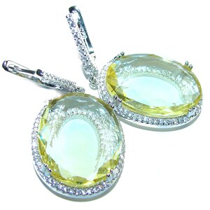 Kolczyki z cytrynem ze srebra próby 925 – ręcznie robione złote kolczyki z owalnym kamieniem szlachetnym o masie 17,5 ct, elegancki prezent
