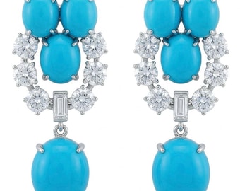 Sleeping Beauty Turquoise Earrings in 925 Sterling Silver Handcrafted Gift Blue Gemstone Jewelry