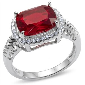 Rubin Statement-ring i 925 sterlingsilver, rektangulär slipning, handgjord storlek 7 1 2, eleganta röda ädelstenssmycken