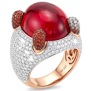 Red Topaz Ruby Statement Ring Size 7 Art Deco Sterling Silver Rose Gold Gift For Her