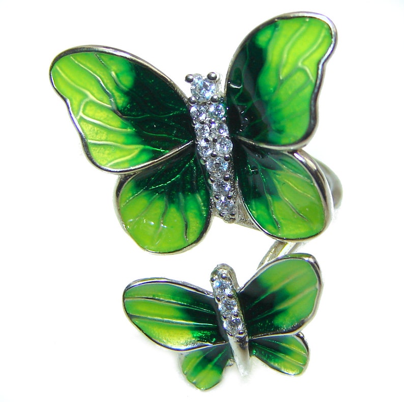 code 19-paz-20-82 dim L white Crystal Sterling Silver Ring T Size 7 1 2 3 16 inch 1 7 8 Enamel weight 5.20g W