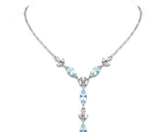 Swiss Blue Topaz Infinity Necklace 925 Sterling Silver Statement Jewelry Gift for Her Unique Handmade Blue Gemstone