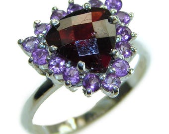 Bague tendance en argent sterling avec rubis naturel, taille milliard, cadeau fait main, taille 5, bijoux en pierres précieuses rouges