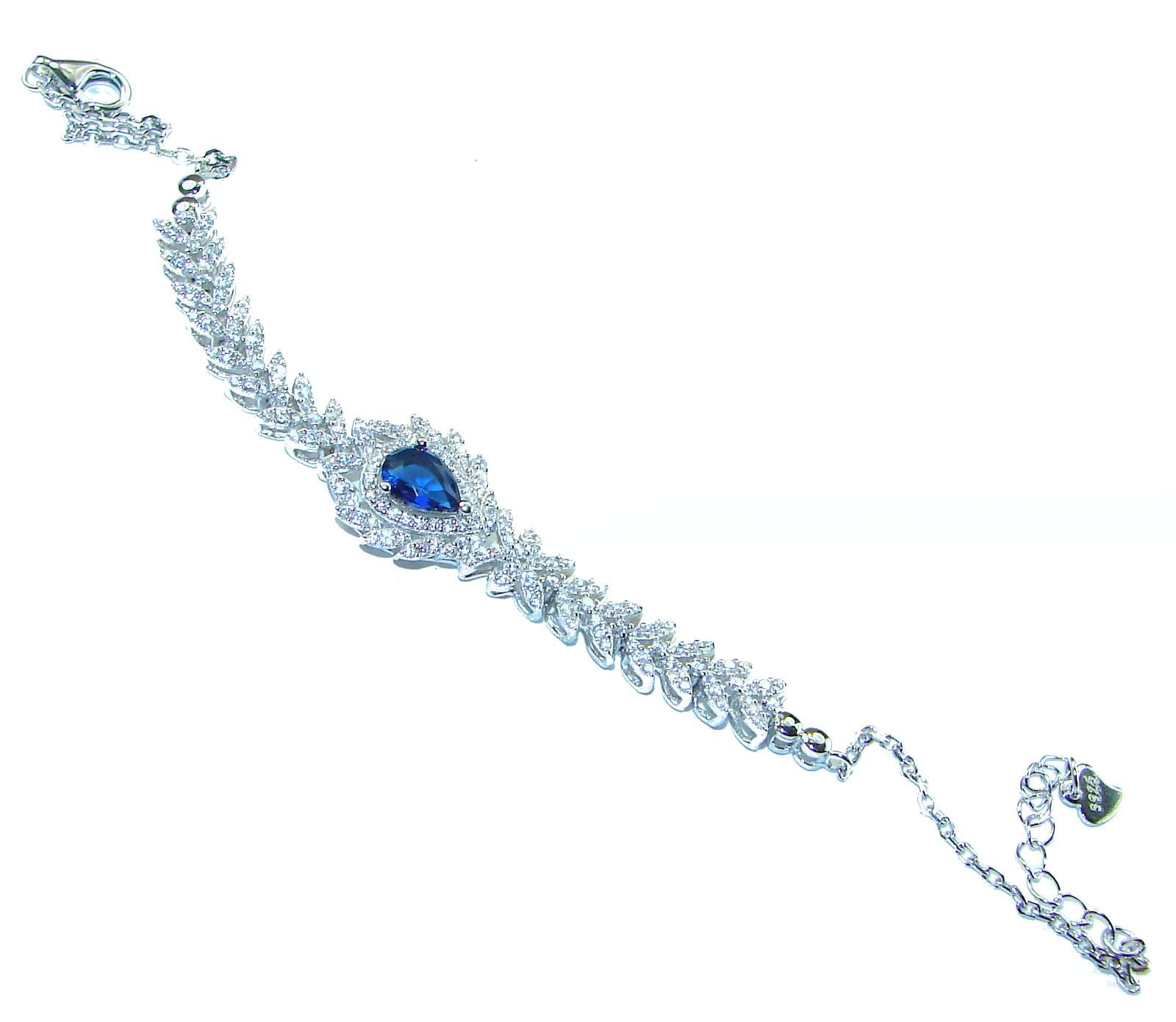 Großhandel 11PC 925 Sterlingsilber Schnitt Blau Simulierte Saphir