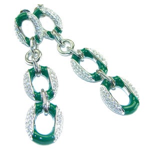 Vintage Colombian Emerald Earrings, Sterling Silver, 7.5ct Green Gemstone Drops, Handcrafted for Her