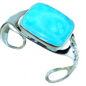 Authentic Aquamarine 925 Sterling Silver Bracelet | Handmade Blue Gemstone Cuff, March Birthstone Jewelry