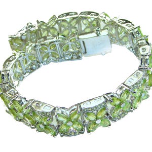 Genuine Peridot Statement Bracelet | Sterling Silver Handmade Green Gemstone Jewelry | Luxe Gift for Her