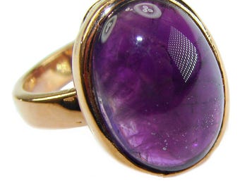 Grande bague ovale améthyste en argent sterling 925 plaqué or 18 carats taille 7 3 4 cadeau cadeau unique