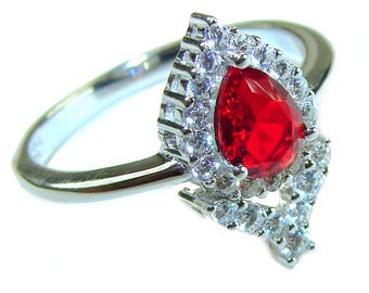 Auténtico anillo ovalado de rubí de 4,3 ct en plata de ley 925, hecho a mano, estilo cóctel, talla 8, regalo para ella.