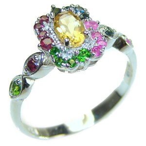 Yellow Sapphire Sterling Silver Ring size: 8.75 – 2.5ct Oval, Handmade Gemstone Unique Statement Jewelry
