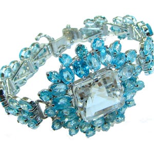 Champagne Topaz Bracelet 188.5ct - Handmade 925 Silver Gemstone, Unique Statement Jewelry for Women