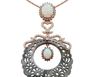 Rainbow Abalone Silver Necklace 14K Gold Dipped Sterling Unique Handcrafted Gemstone Jewelry Gift