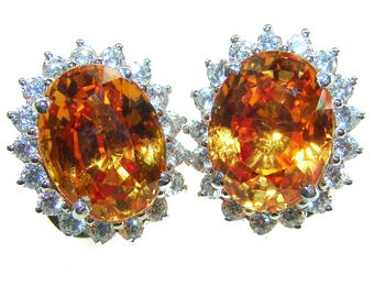 Boucles d'oreilles Vivien citrine en argent sterling 925 rhodié, pierres précieuses faites main, ovale jaune