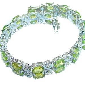 Peridot Statement Bracelet Handmade 925 Sterling Silver Green Gemstone Jewelry Unique Gift for Women