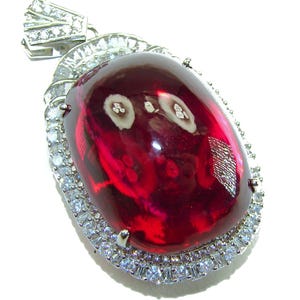 Deluxe 47.2ct Kashmir Ruby Pendant in 925 Sterling Silver Handmade Statement Jewelry Red Gemstone Gift for Her