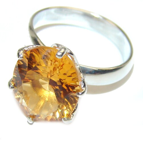 Shops Vintage Style Citrine .925 Sterling Silver handmade Ring size: 4