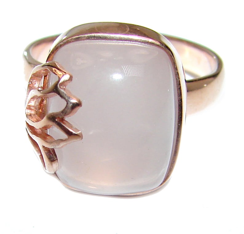 3 8 W Rose Quartz Sterling Silver Ring weight 7.00g code 18-maj-20-18 T- 3 8 inch dim L- 5 8 Size 8