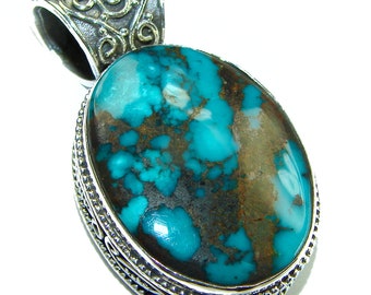 Natural  Turquoise  .925 Sterling Silver handmade  pendant