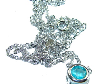 16 inches Aqua Swiss Blue Topaz.925 Sterling Silver  necklace