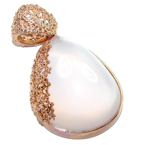 Vintage Rose Quartz Pendant 14K Gold over .925 Sterling Silver – Soft Pink Handmade Gemstone Jewelry