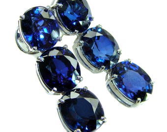 Handcrafted London Blue Topaz Oval Earrings in 925 Sterling Silver Statement Jewelry Gift for Her
