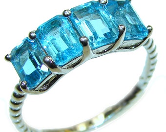 Paris Sky Swiss Blue Topaz .925 Sterling Silver handmade   Ring size: 7