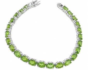 Peridot Statement Bracelet Natural Green Gemstone Handmade 925 Sterling Silver Gift for Her