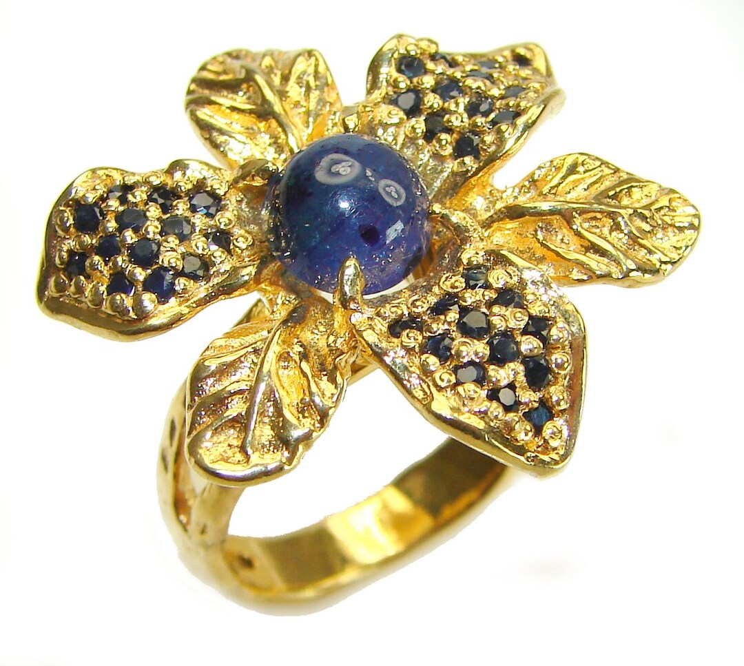Kyanite Ring 14K Gold Over 925 Sterling Silver, Handmade Blue
