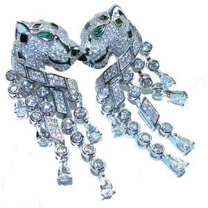 Emerald Sterling Silver Earrings | Handcrafted Drop Green Gem Statement Jewelry for Her