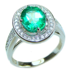Incredible 4.8ct Chrome Diopside Sterling Silver Ring, size: 7, Green Gem Handmade Statement Jewelry