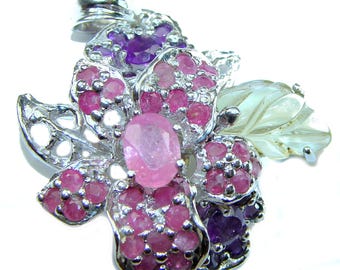 Ruby Red Ribbon Pendant, 925 Sterling Silver Handmade Rectangle Necklace, Gift for Her