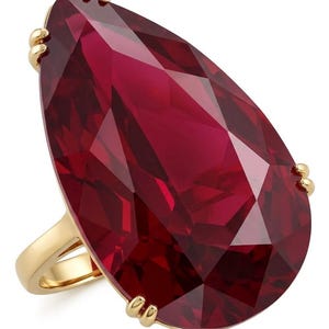 Ruby Statement Ring Size 8 Pear Cut 925 Sterling Silver 22K Gold Unique Handmade Gift for Her